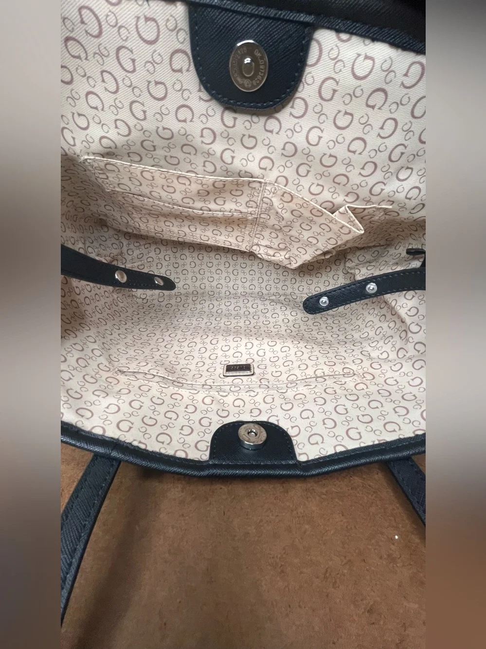 GUESS Black Monogram Tote Bag